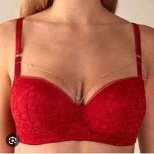 INTIMISSIMI Red Luxury Treats Sofia Balconette Bra Size 34D